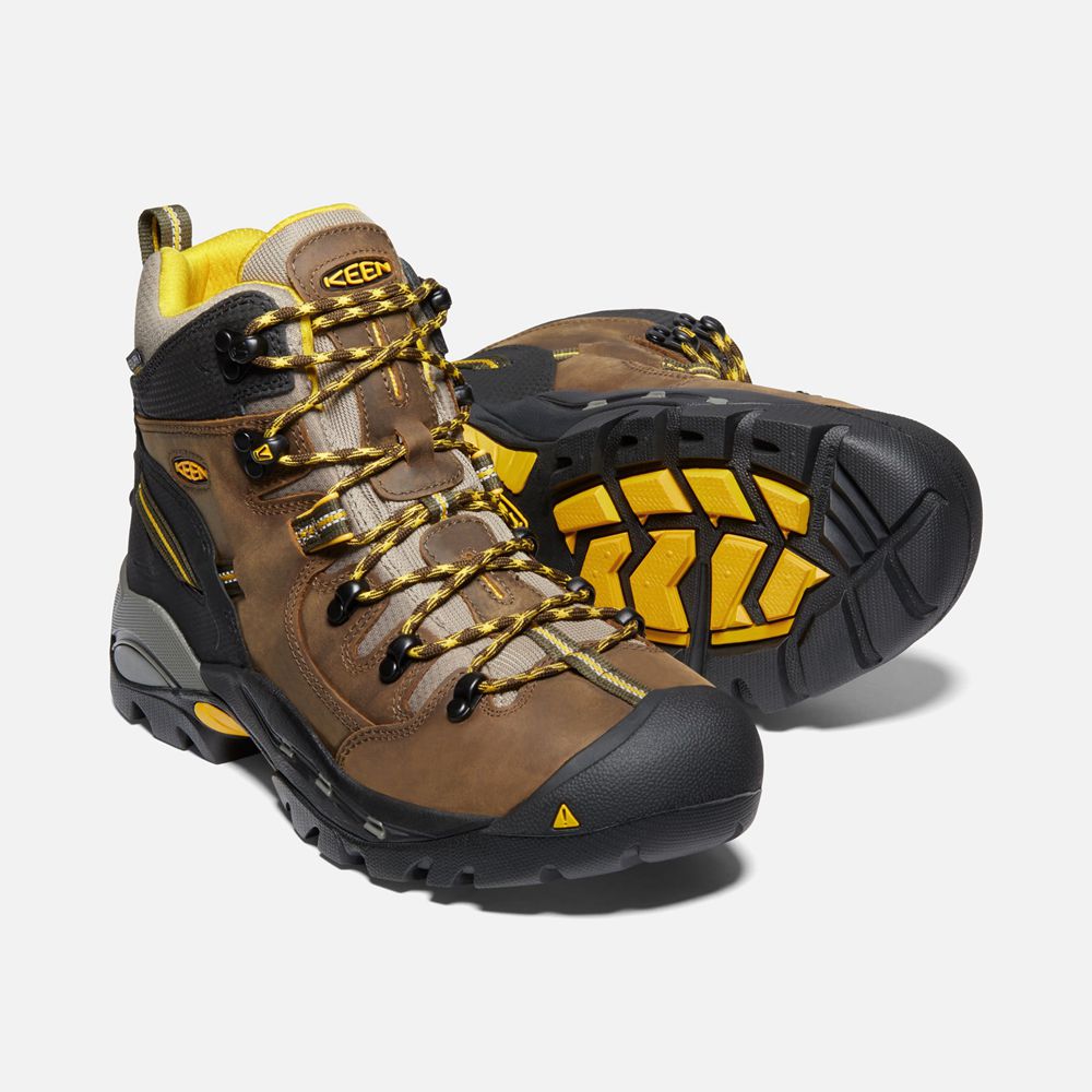 Botas de Trabajo Keen Mexico Marrom/Negros - Hombre Pittsburgh 6\" (Steel Toe) - EL6085374